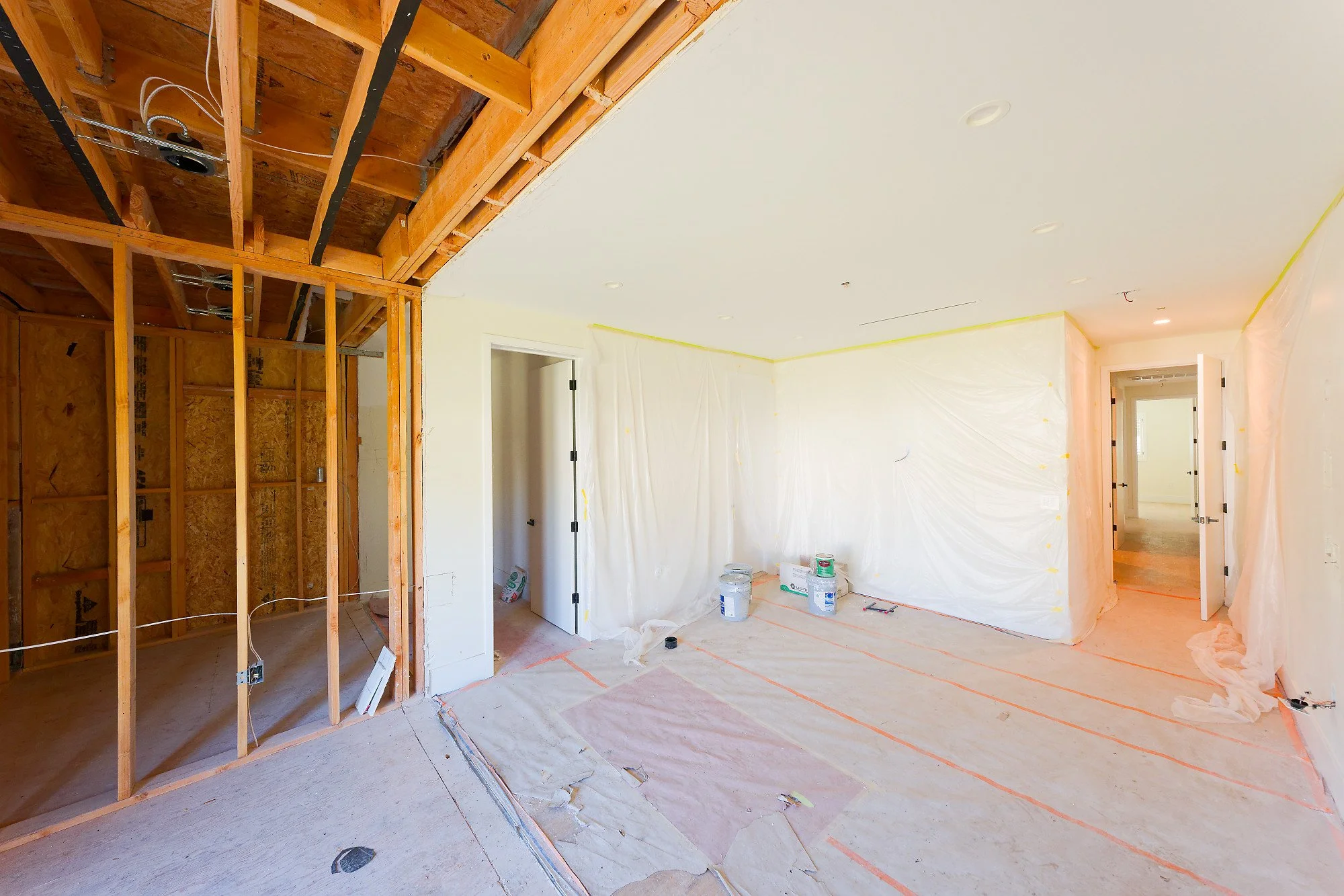 Work in progress — 2: Interior construction with exposed wood framing